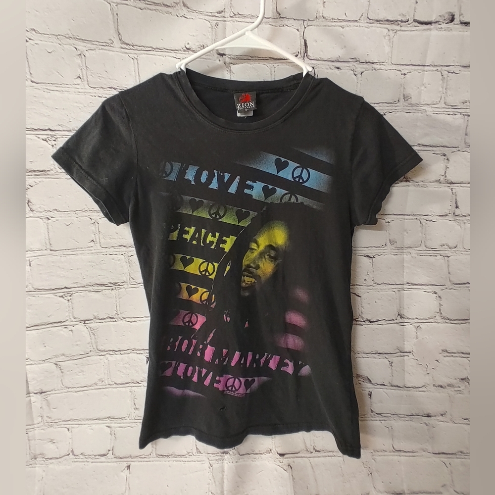 Bob Marley Womens Small Marley Love Fitted Zion Rootswear T Shirt